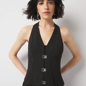 WHBM (White House Black Market) Pinstripe halter-neck Vest Size 0 NWT!
